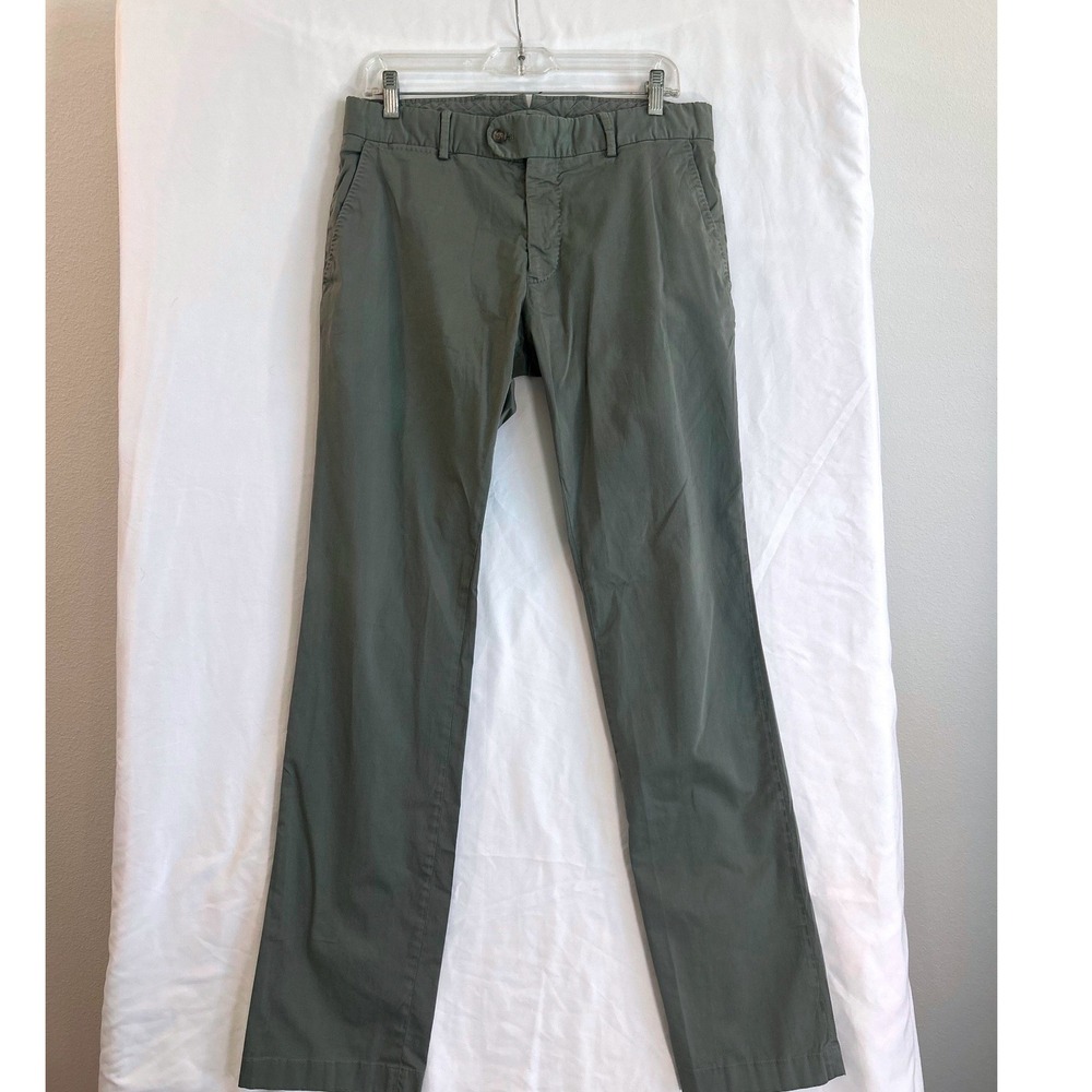 Hilburn Mens Slim Fit Chino Pants Sage Green Olive Cotton Stretch Trousers 31